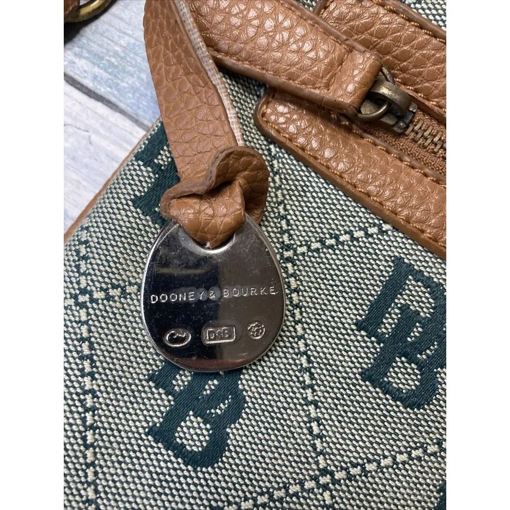 Dooney‎ & Bourke Green Signature Logo Crossbody Letter Carrier Bag Tan Leather